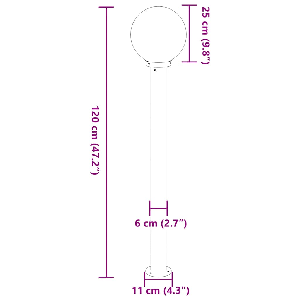 Stupić za zidne svjetiljke 3 kom 120 cm crne IP44