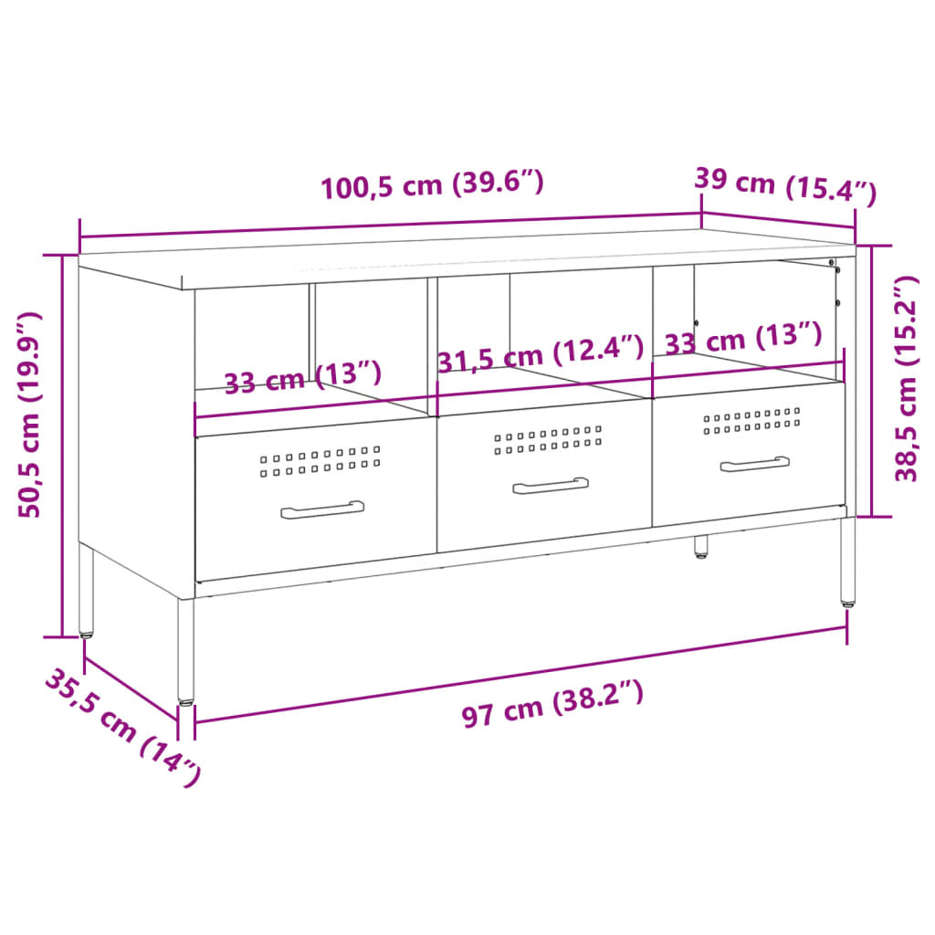 TV ormarić crni 100,5 x 39 x 50,5 cm čelični
