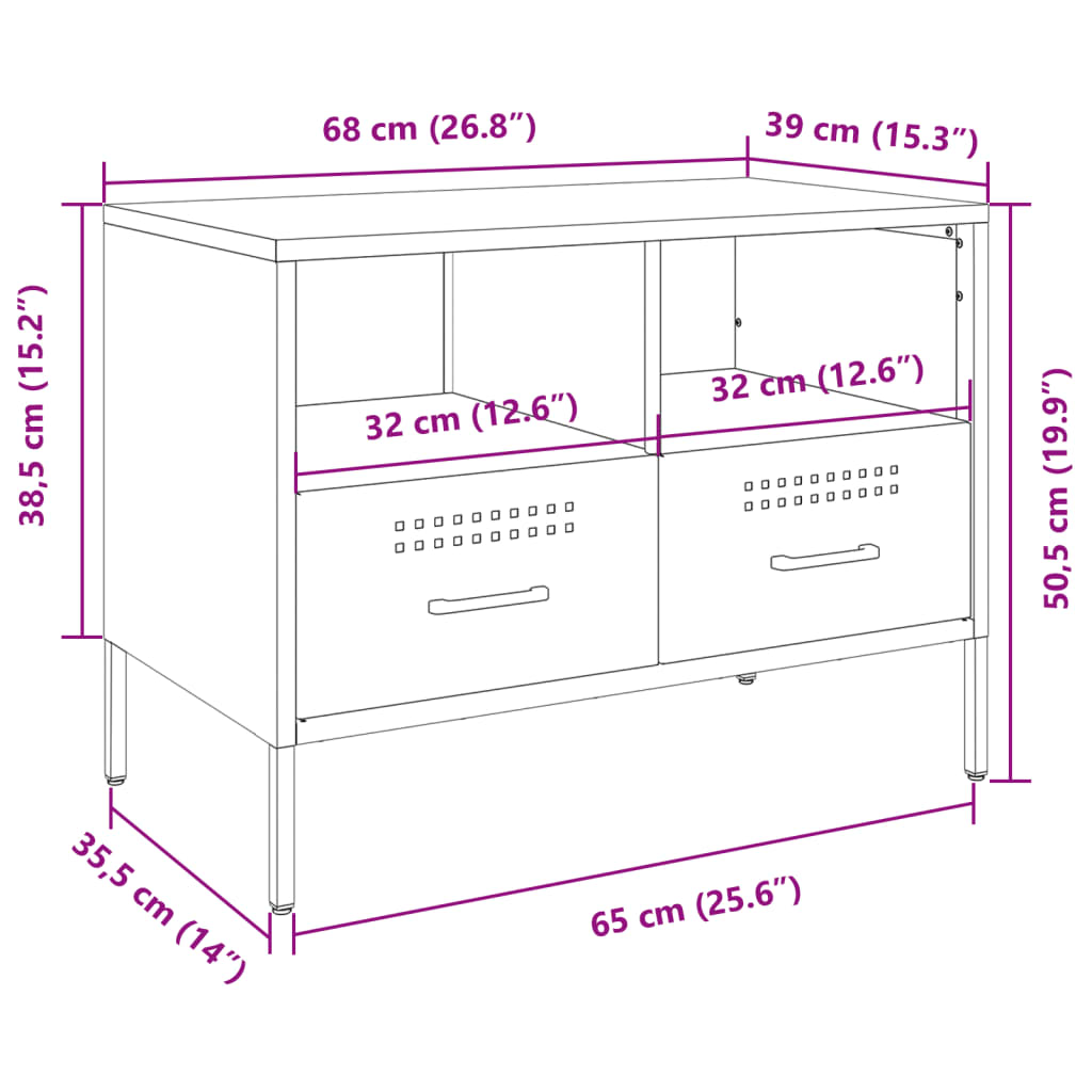 TV ormarić boja senfa 68 x 39 x 50,5 cm čelični