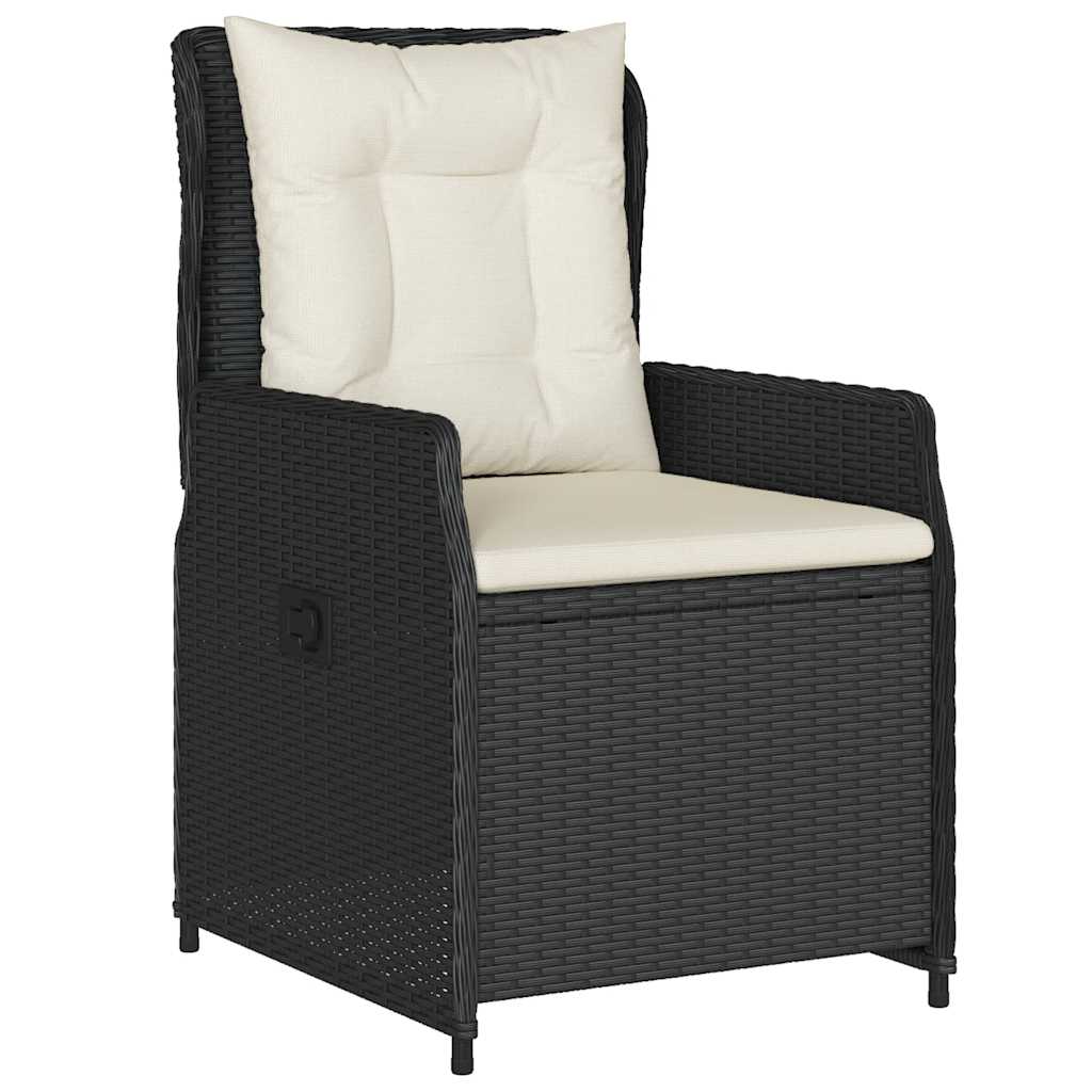 7-dijelni vrtni blagovaonski set s jastucima crni od poliratana Crna 200 x 100 x 74 cm