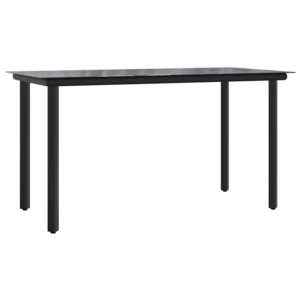 7-dijelni vrtni blagovaonski set s jastucima crni od poliratana Crna 200 x 100 x 74 cm