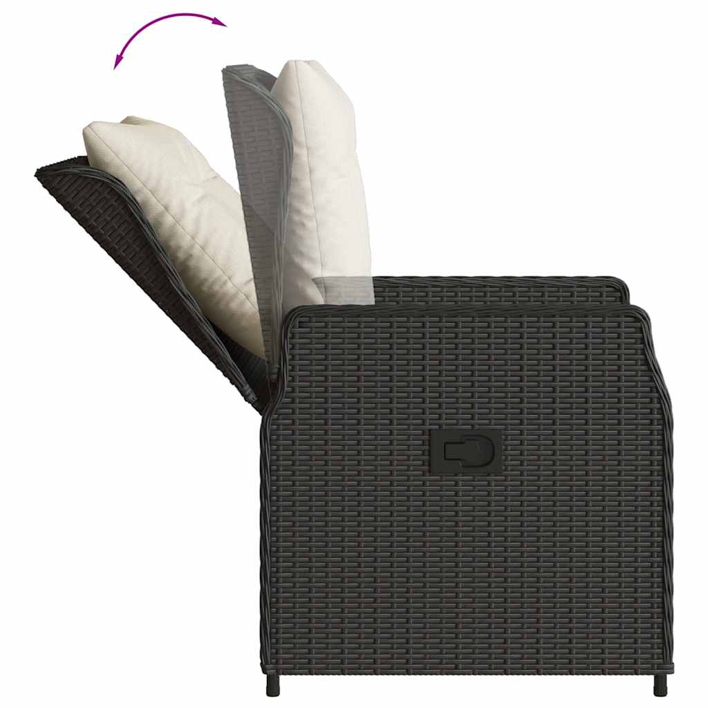 7-dijelni vrtni blagovaonski set s jastucima crni od poliratana Crna 200 x 100 x 74 cm