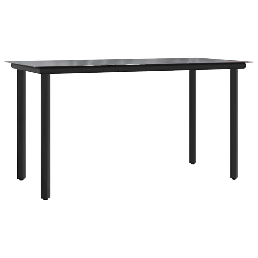 9-dijelni vrtni blagovaonski set s jastucima crni od poliratana Crna 200 x 100 x 74 cm