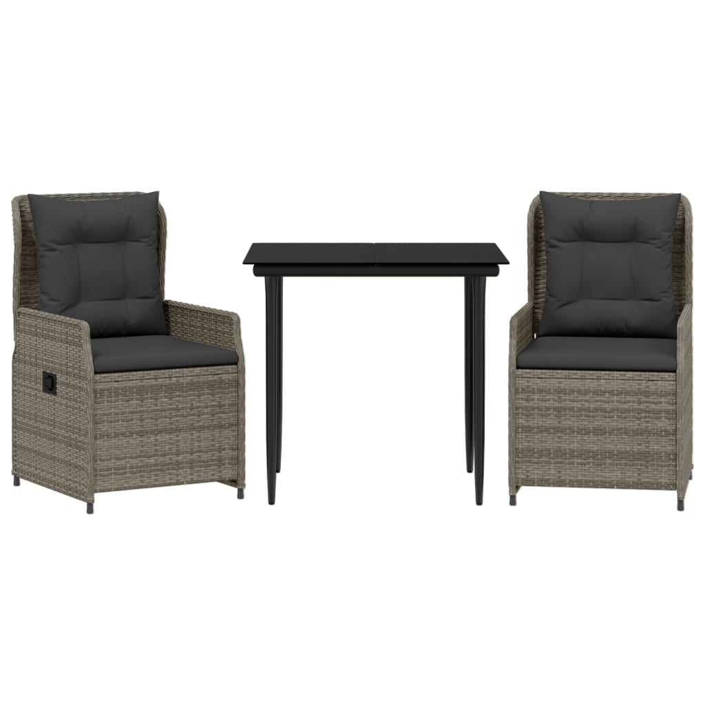 3-dijelni vrtni blagovaonski set sivi od poliratana Siva 80 x 80 x 74 cm