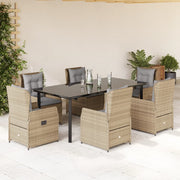 7-dijelni vrtni blagovaonski set od poliratana s jastucima bež 200 x 100 x 74 cm