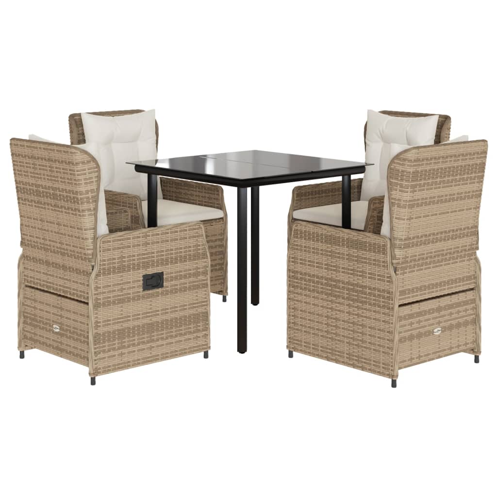 5-dijelni vrtni blagovaonski set od poliratana s jastucima bež 80 x 80 x 74 cm