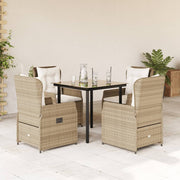 5-dijelni vrtni blagovaonski set od poliratana s jastucima bež 80 x 80 x 74 cm