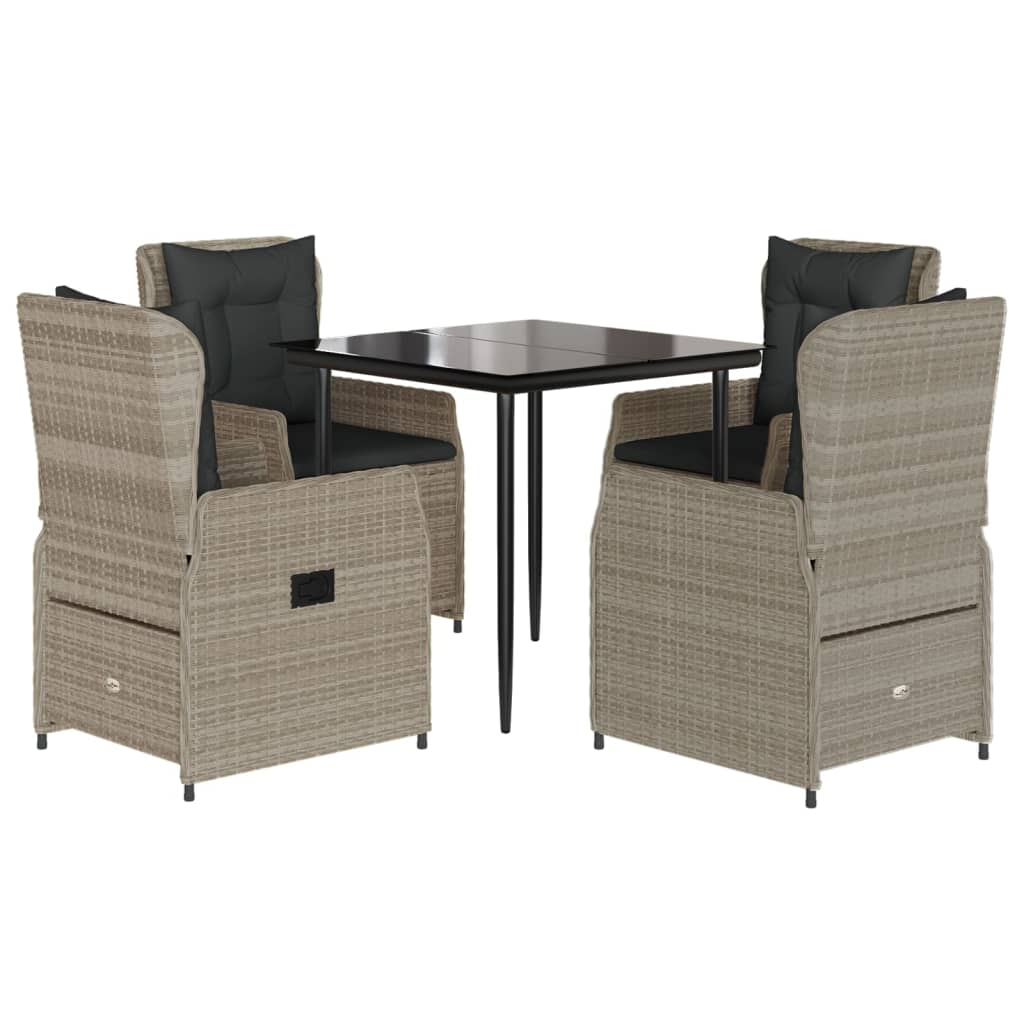 5-dijelni vrtni blagovaonski set od poliratana s jastucima sivi Siva 80 x 80 x 74 cm