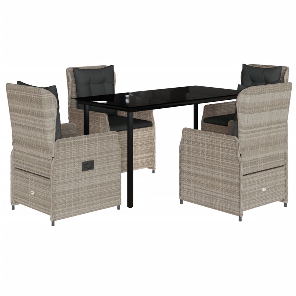5-dijelni vrtni blagovaonski set od poliratana s jastucima sivi Siva 140 x 70 x 74 cm