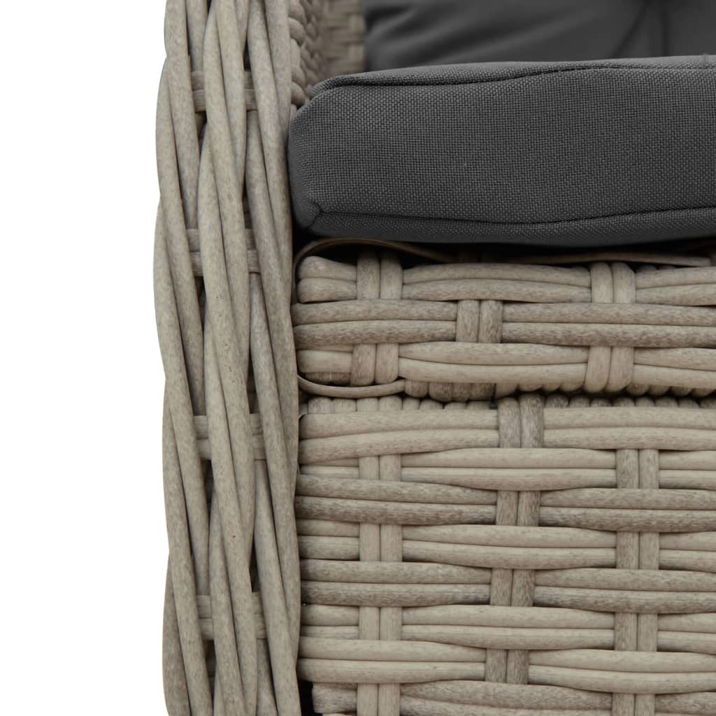 5-dijelni vrtni blagovaonski set od poliratana s jastucima sivi Siva 140 x 70 x 74 cm