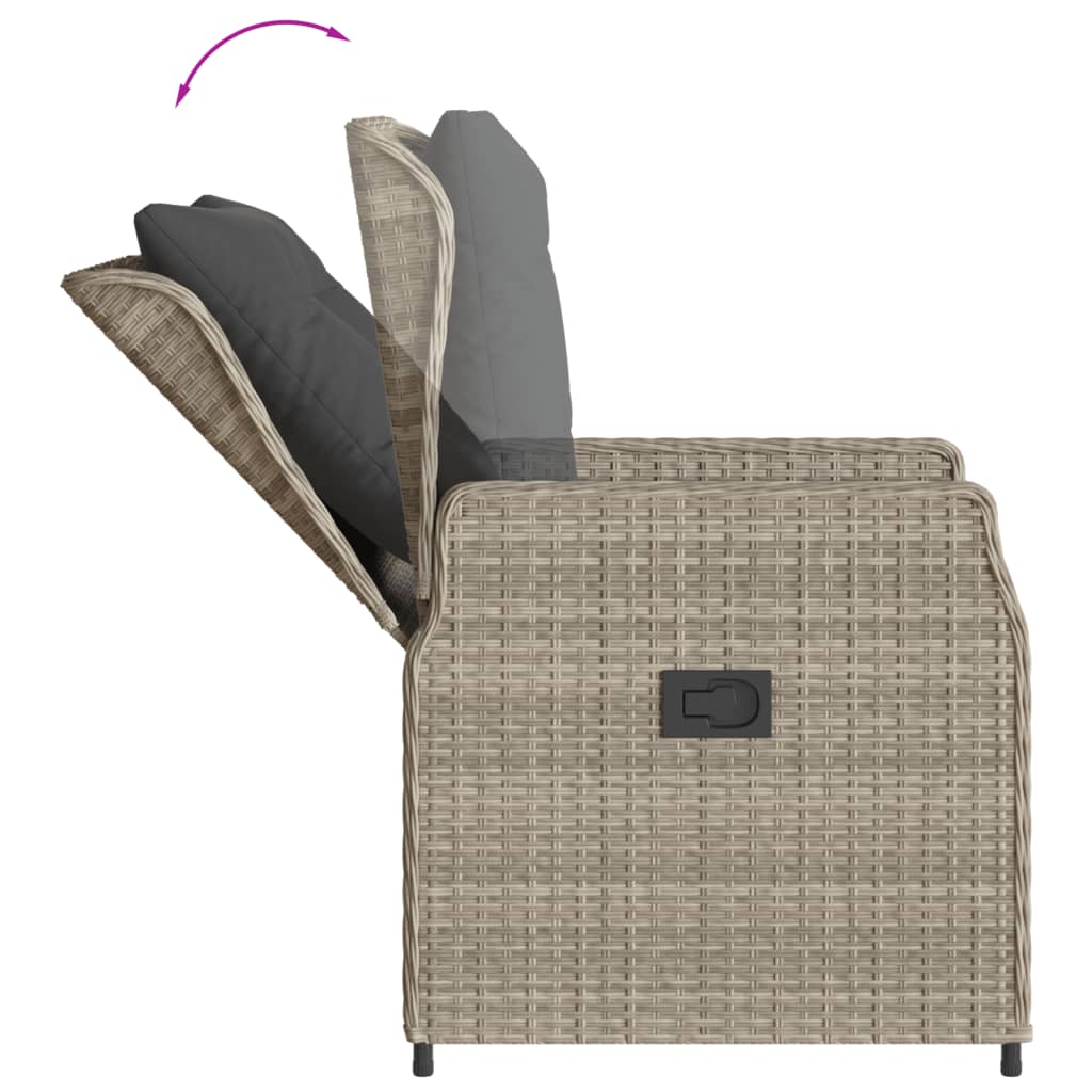 7-dijelni vrtni blagovaonski set od poliratana s jastucima sivi Siva 200 x 100 x 74 cm