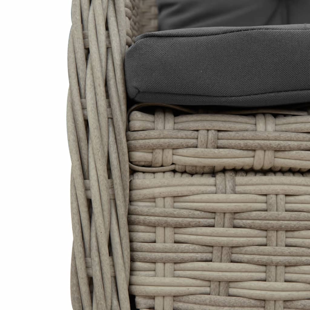 7-dijelni vrtni blagovaonski set od poliratana s jastucima sivi Siva 200 x 100 x 74 cm
