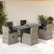 7-dijelni vrtni blagovaonski set od poliratana s jastucima sivi Siva 200 x 100 x 74 cm
