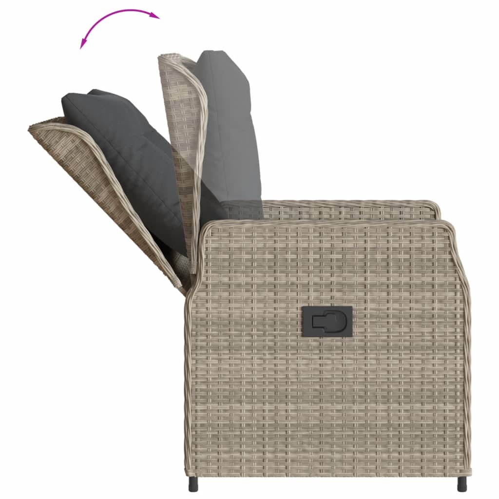 9-dijelni vrtni blagovaonski set od poliratana s jastucima sivi Siva 200 x 100 x 74 cm