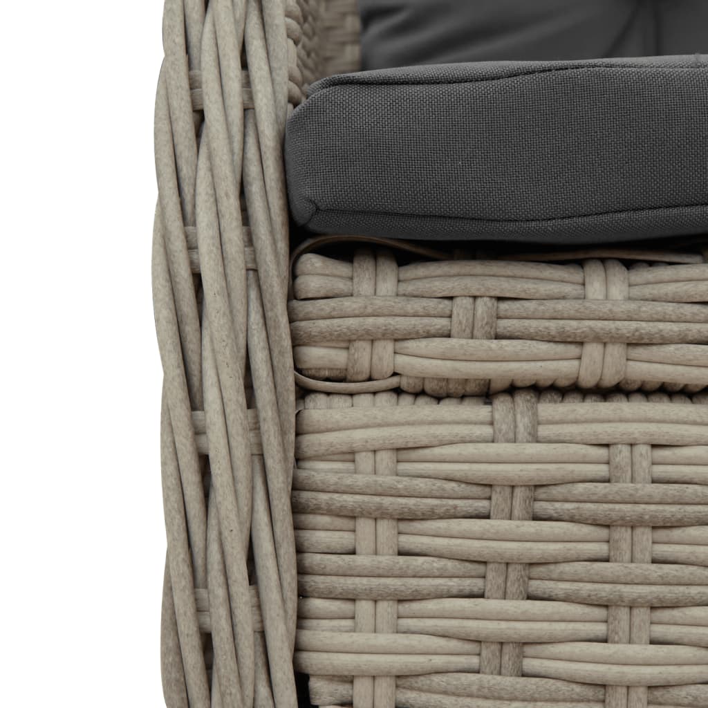 9-dijelni vrtni blagovaonski set od poliratana s jastucima sivi Siva 200 x 100 x 74 cm