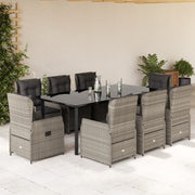 9-dijelni vrtni blagovaonski set od poliratana s jastucima sivi Siva 200 x 100 x 74 cm