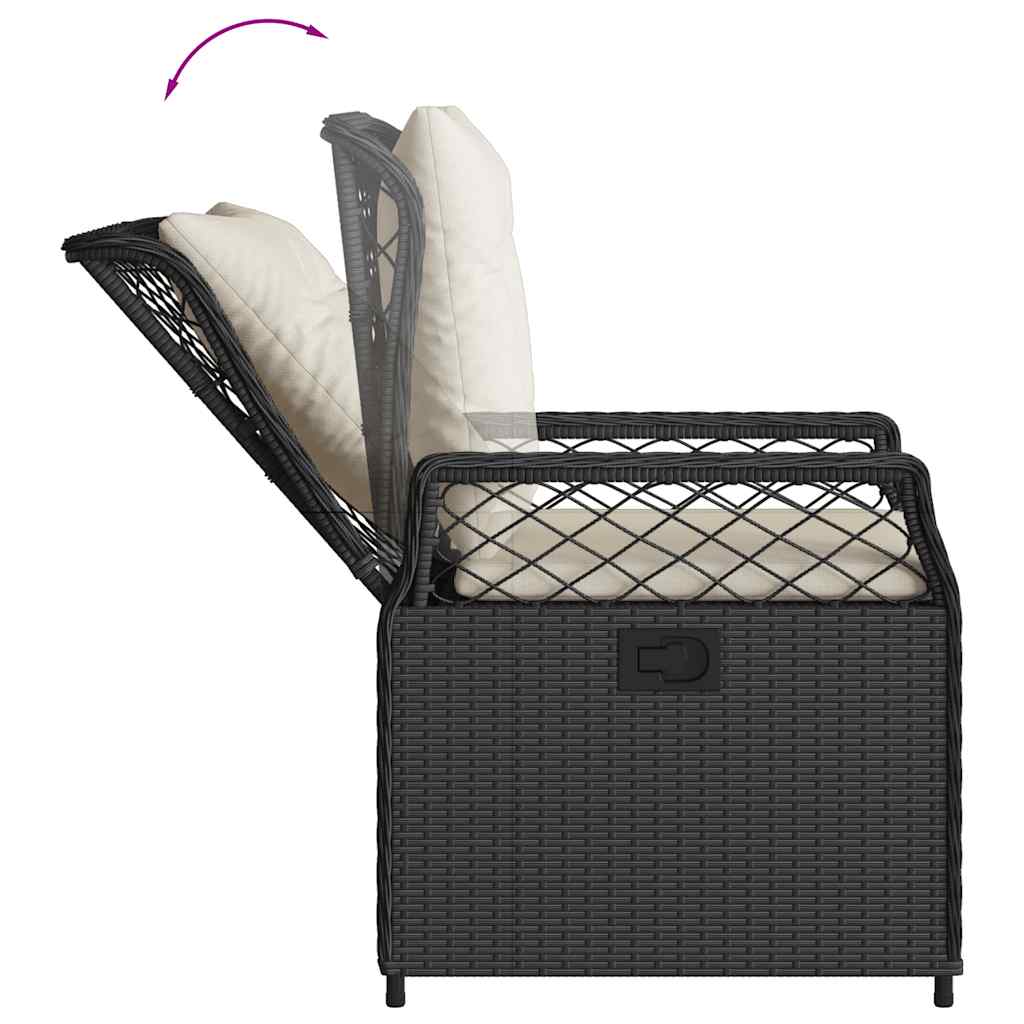 5-dijelni vrtni blagovaonski set s jastucima od poliratana crni Crna 80 x 80 x 74 cm