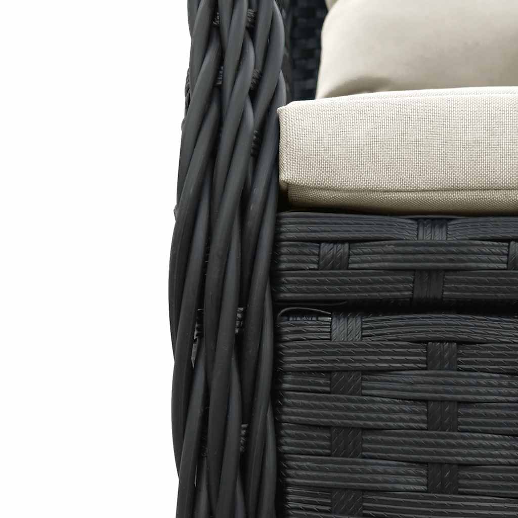 5-dijelni vrtni blagovaonski set s jastucima od poliratana crni Crna 80 x 80 x 74 cm