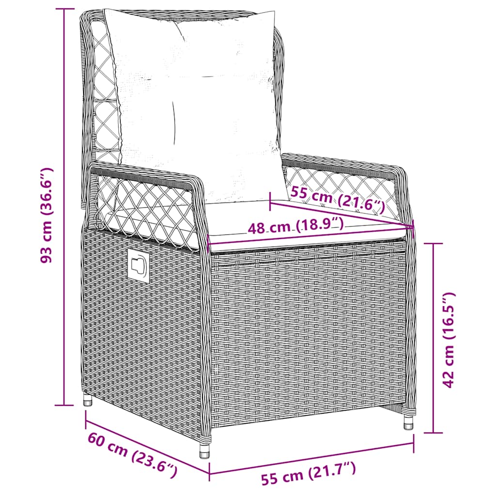 5-dijelni vrtni blagovaonski set s jastucima od poliratana crni Crna 80 x 80 x 74 cm