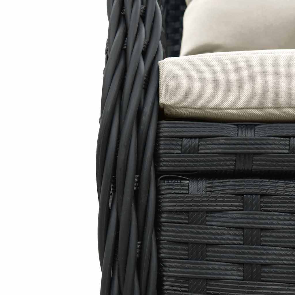 5-dijelni vrtni blagovaonski set s jastucima od poliratana crni Crna 80 x 80 x 74 cm