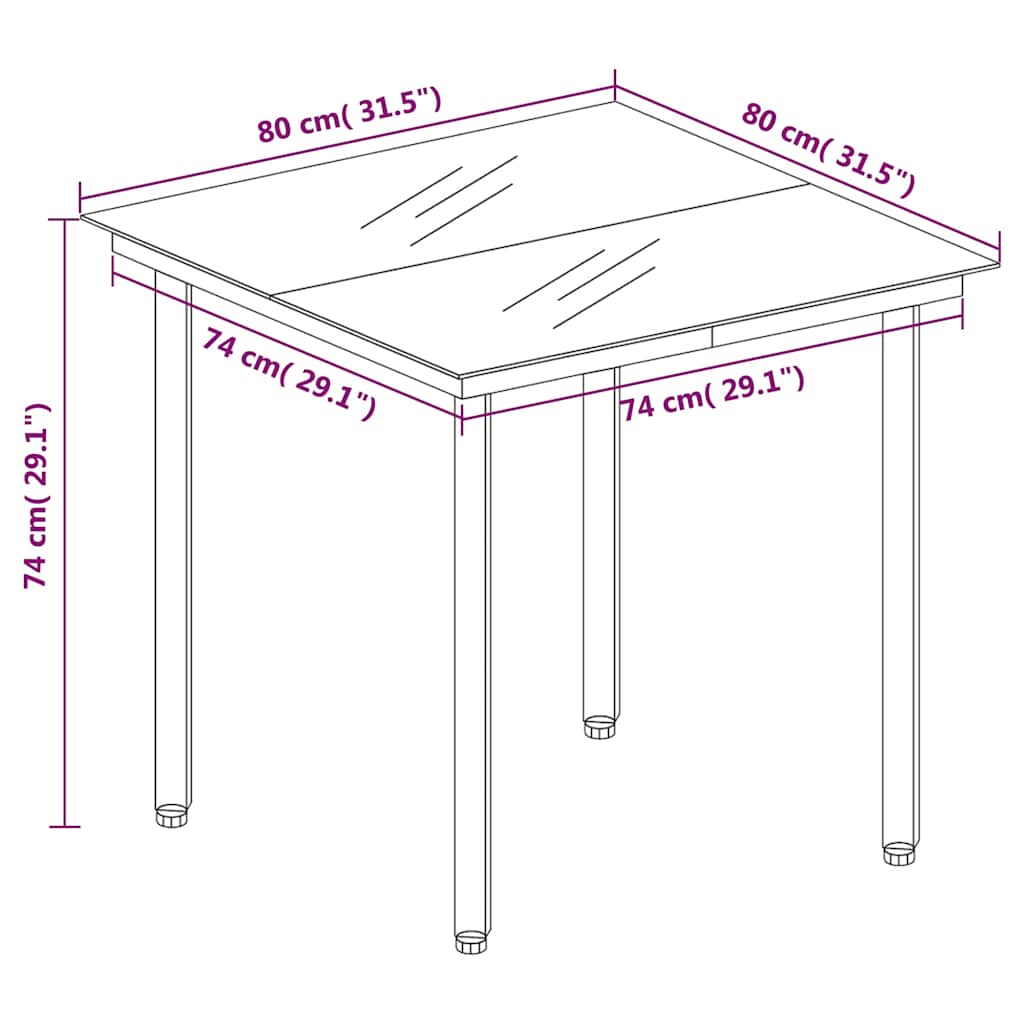 5-dijelni vrtni blagovaonski set s jastucima od poliratana crni Crna 80 x 80 x 74 cm