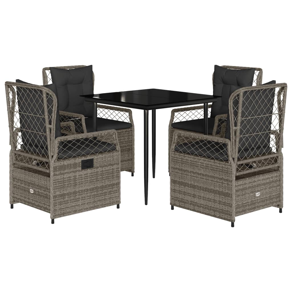 5-dijelni vrtni blagovaonski set sivi od poliratana Siva 80 x 80 x 74 cm