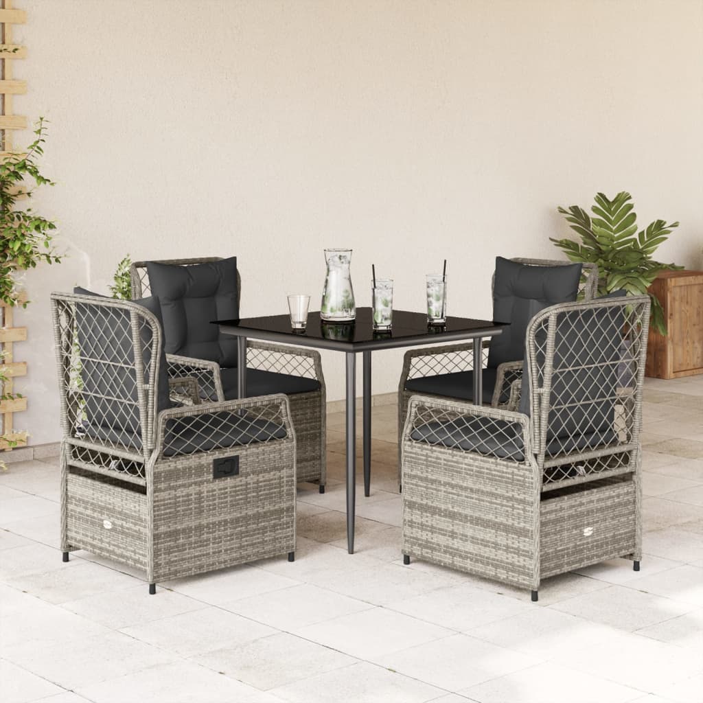 5-dijelni vrtni blagovaonski set sivi od poliratana Siva 80 x 80 x 74 cm