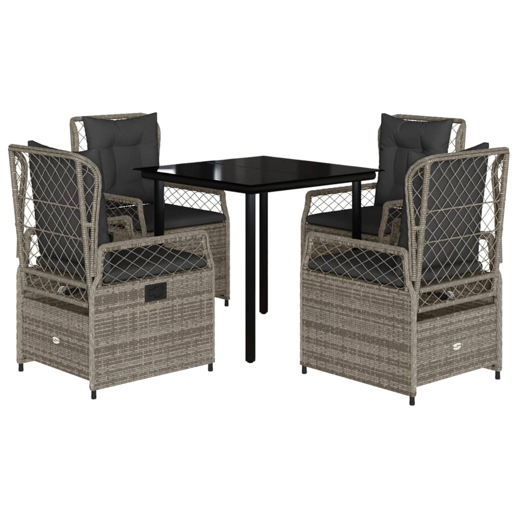 5-dijelni vrtni blagovaonski set sivi od poliratana Siva 80 x 80 x 74 cm