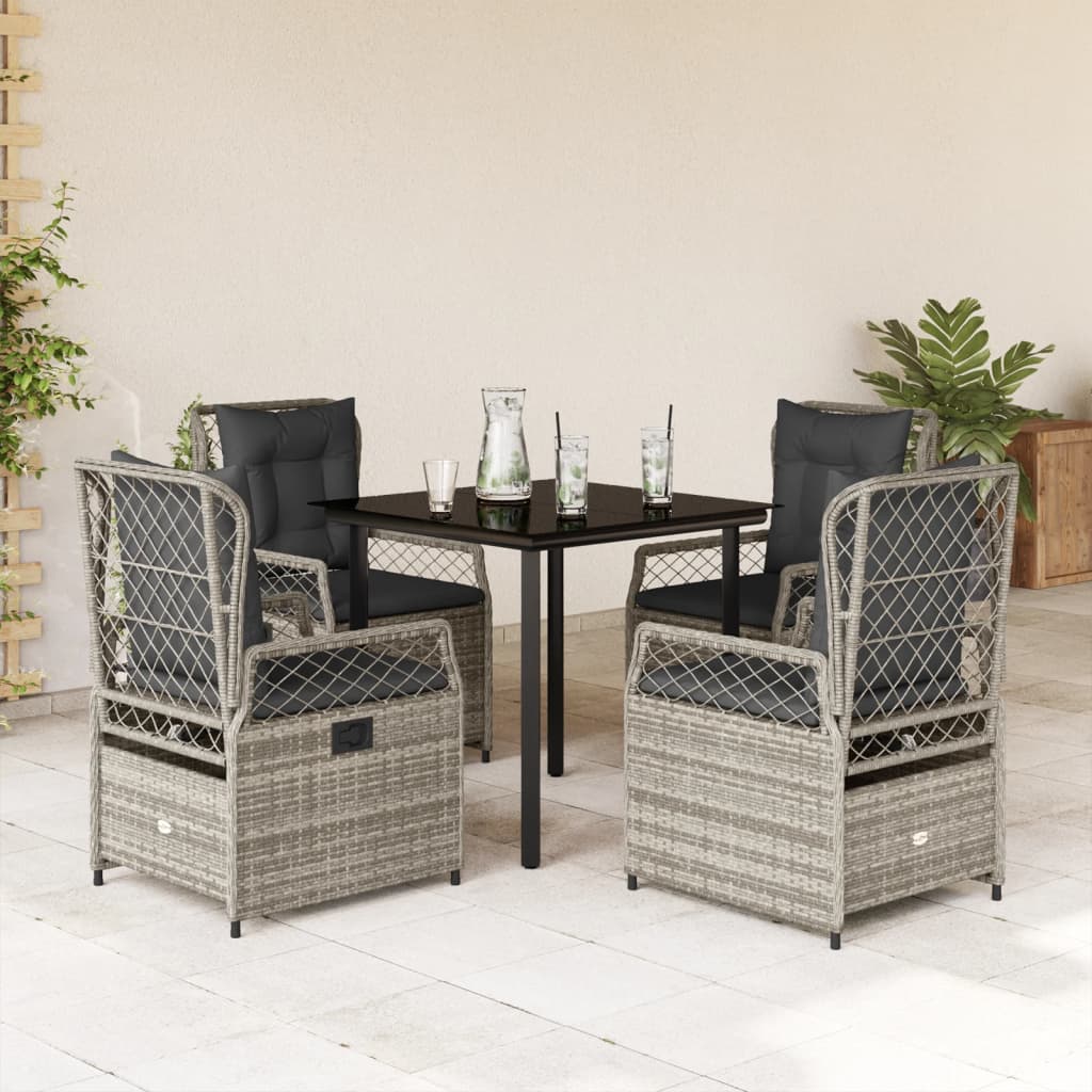 5-dijelni vrtni blagovaonski set sivi od poliratana Siva 80 x 80 x 74 cm