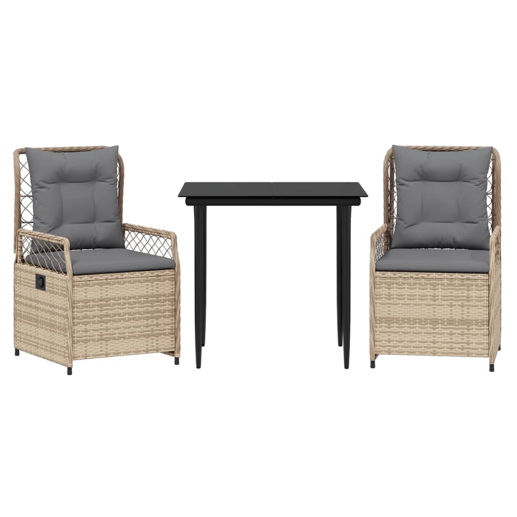 3-dijelni vrtni blagovaonski set od poliratana s jastucima bež 80 x 80 x 74 cm
