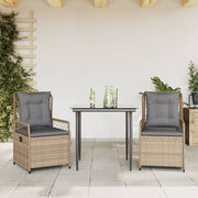 3-dijelni vrtni blagovaonski set od poliratana s jastucima bež 80 x 80 x 74 cm