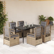 7-dijelni vrtni blagovaonski set od poliratana s jastucima bež 160 x 80 x 74 cm