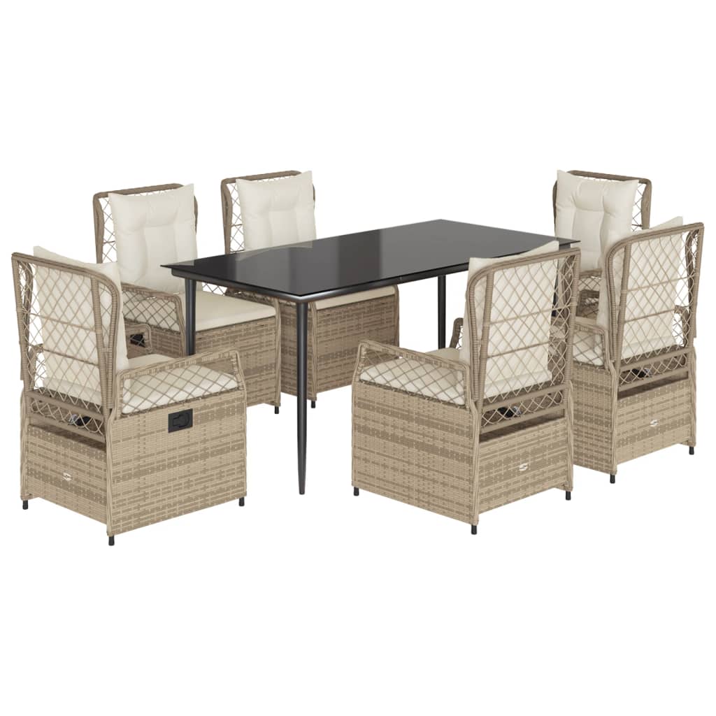 7-dijelni vrtni blagovaonski set od poliratana s jastucima bež 160 x 80 x 74 cm