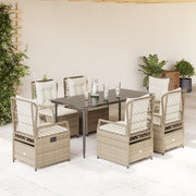 7-dijelni vrtni blagovaonski set od poliratana s jastucima bež 160 x 80 x 74 cm