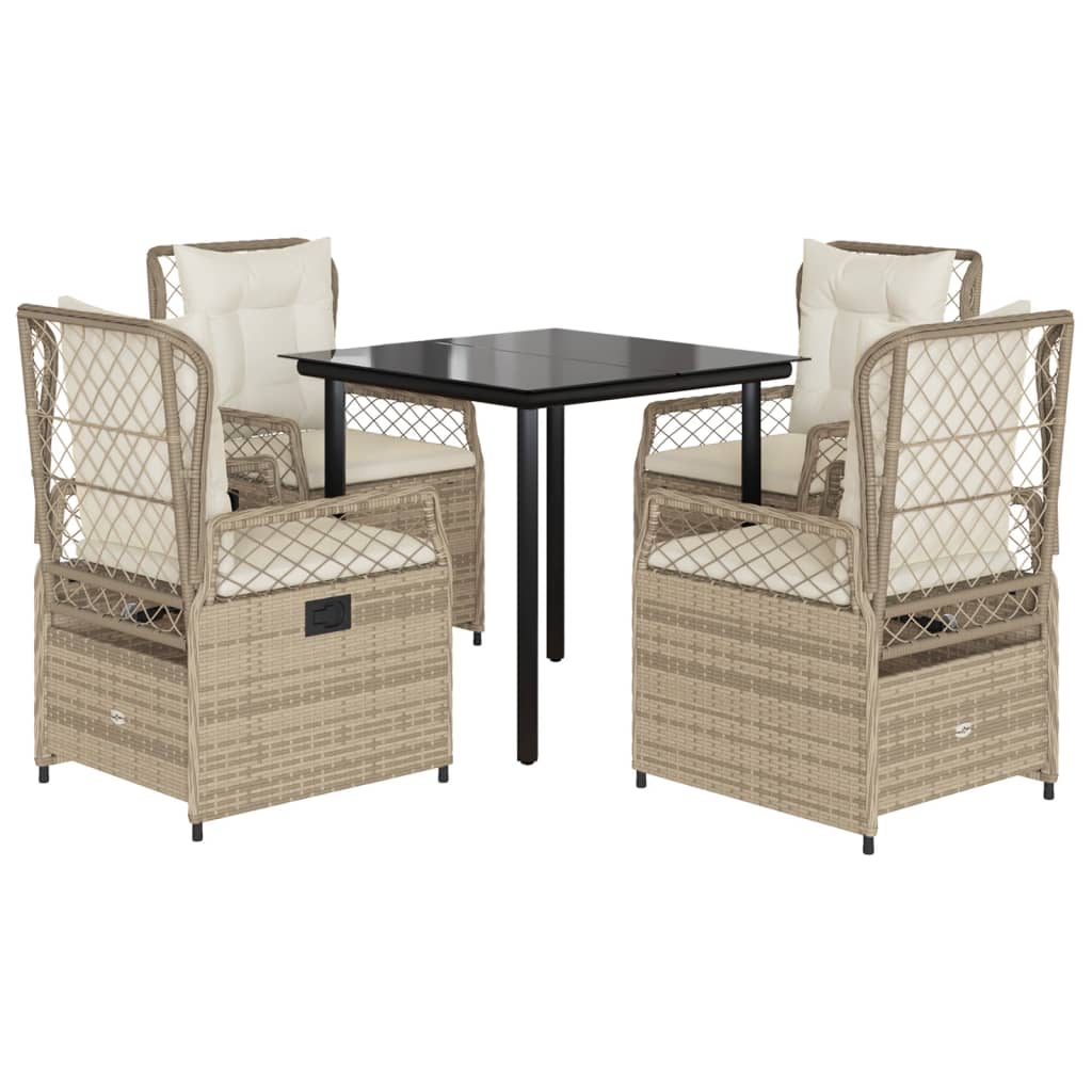 5-dijelni vrtni blagovaonski set od poliratana s jastucima bež 80 x 80 x 74 cm