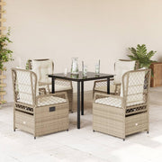 5-dijelni vrtni blagovaonski set od poliratana s jastucima bež 80 x 80 x 74 cm