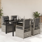5-dijelni vrtni blagovaonski set od poliratana s jastucima sivi Siva 160 x 80 x 74 cm