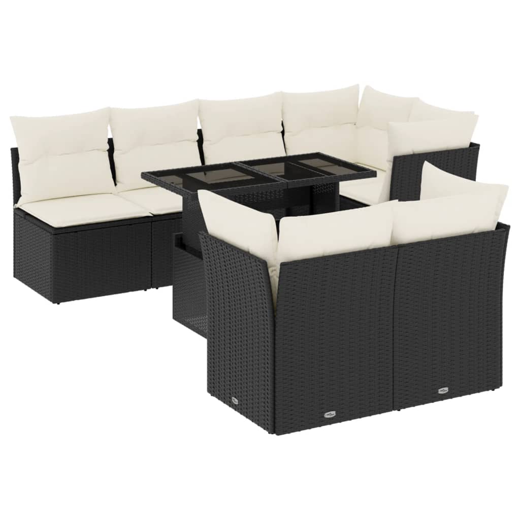 8-dijelni set vrtnih sofa od poliratana s jastucima crni Crna 100 x 55 x 73 cm