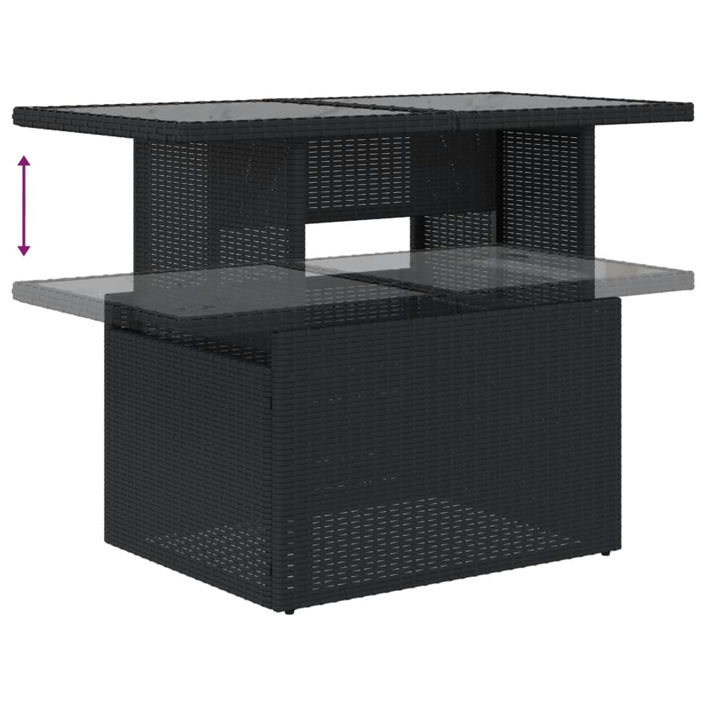 8-dijelni set vrtnih sofa od poliratana s jastucima crni Crna 100 x 55 x 73 cm