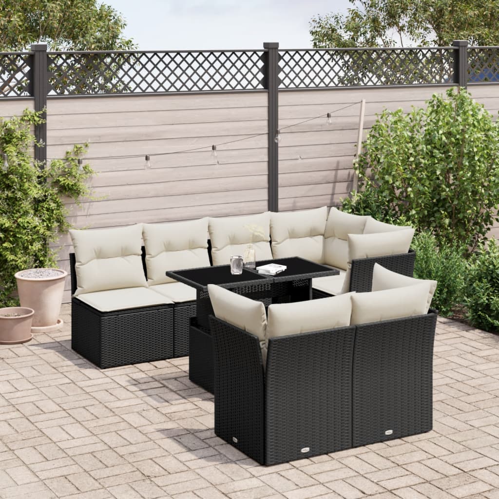 8-dijelni set vrtnih sofa od poliratana s jastucima crni Crna 100 x 55 x 73 cm