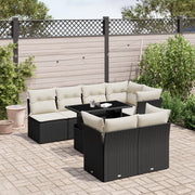 8-dijelni set vrtnih sofa od poliratana s jastucima crni Crna 100 x 55 x 73 cm