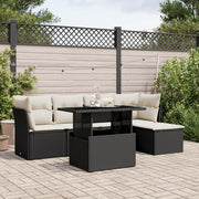 6-dijelni set vrtnih sofa s jastucima crni od poliratana Crna 100 x 55 x 73 cm