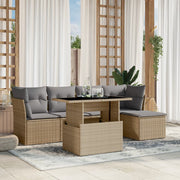 6-dijelni set vrtnih sofa s jastucima bež od poliratana 100 x 55 x 73 cm