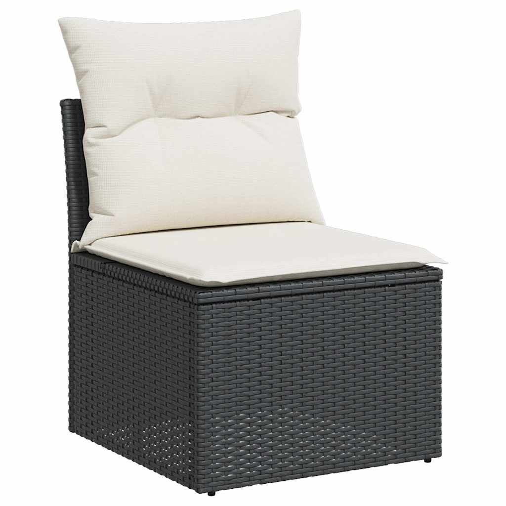 7-dijelni set vrtnih sofa od poliratana s jastucima crni Crna 100 x 55 x 73 cm