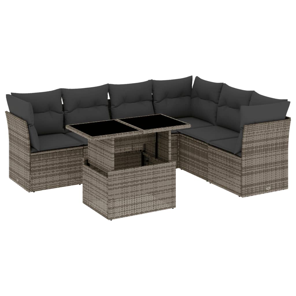 7-dijelni set vrtnih sofa sivi od poliratana Siva 100 x 55 x 73 cm