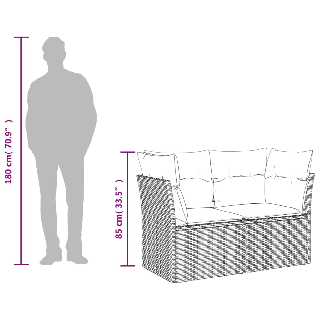 7-dijelni set vrtnih sofa sivi od poliratana Siva 100 x 55 x 73 cm