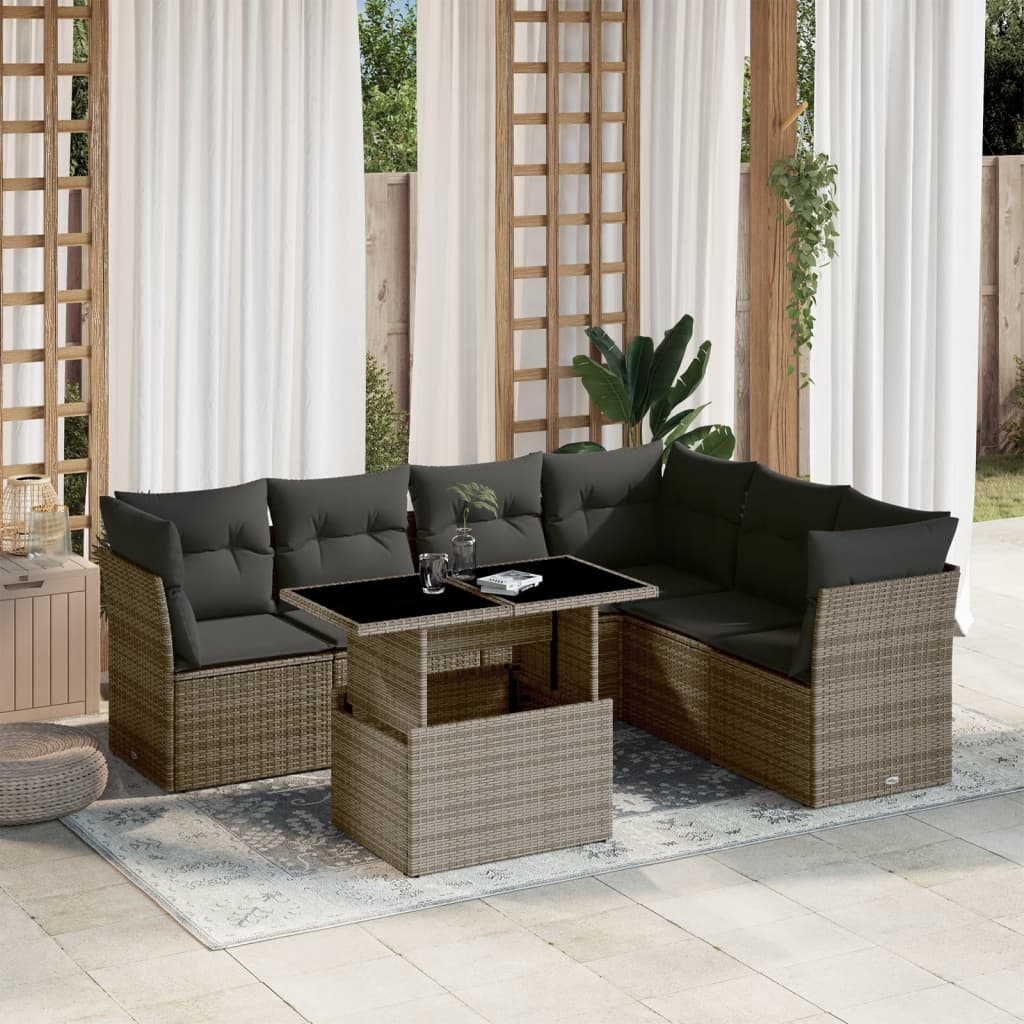7-dijelni set vrtnih sofa sivi od poliratana Siva 100 x 55 x 73 cm