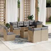 9-dijelni set vrtnih sofa s jastucima bež od poliratana 100 x 55 x 73 cm
