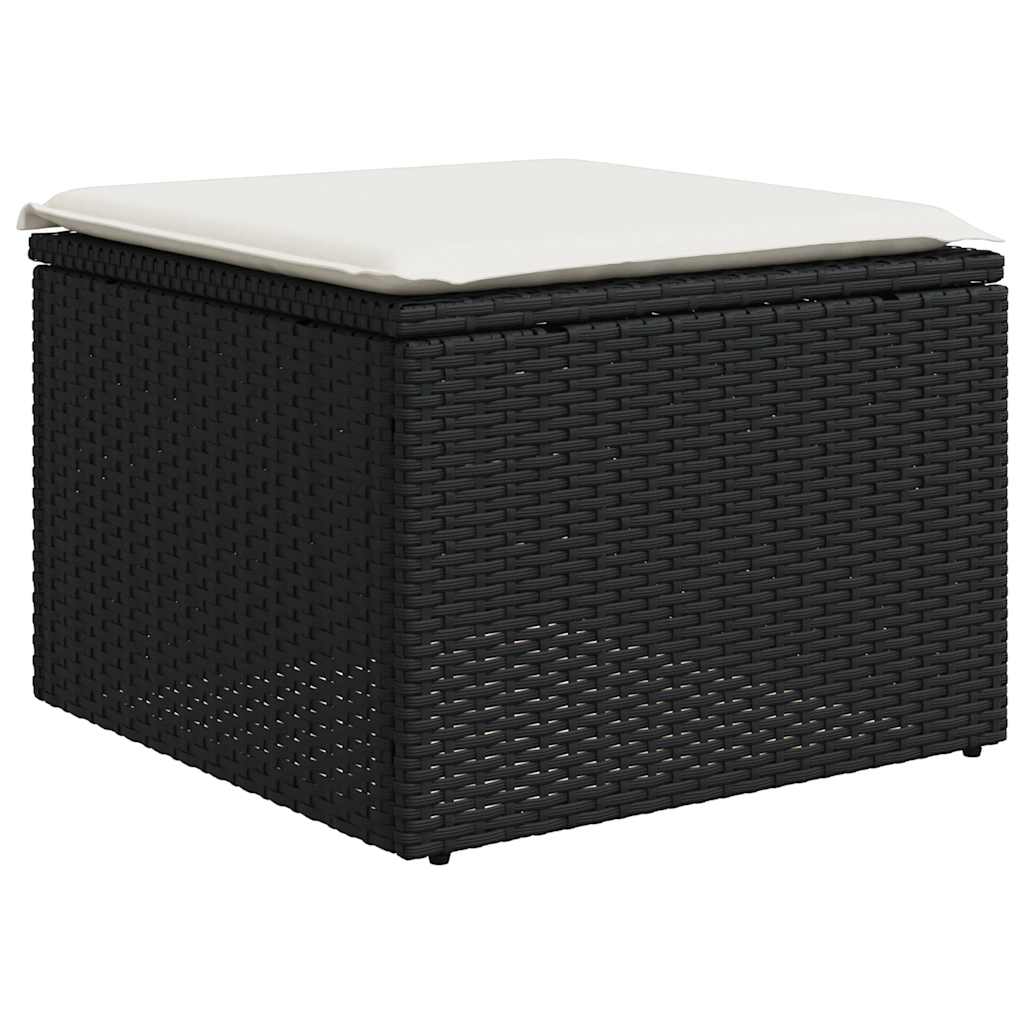 9-dijelni set vrtnih sofa s jastucima crni od poliratana Crna 100 x 55 x 73 cm