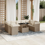 10-dijelni set vrtnih sofa s jastucima bež od poliratana 100 x 55 x 73 cm